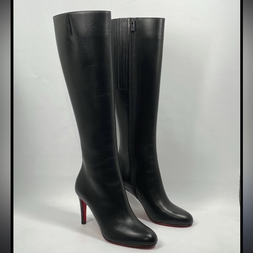 Christian Louboutin Black Knee-High Leather Boots Kate Botha 85mm